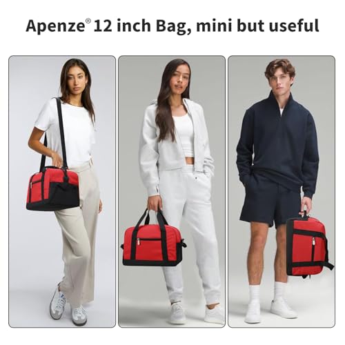 Apenze Small Gym Bag,12 inch Carry On Bag - color: Red, size: 12 inch