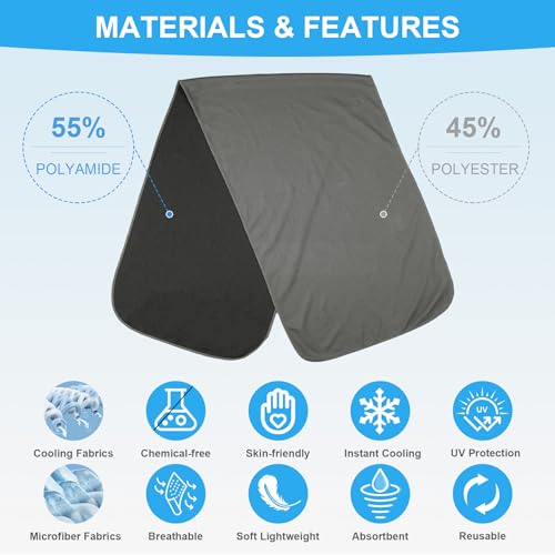 4 Pack Cooling Towels for Neck and Face(40"x12"), Cooling Neck Wraps, Ice Towel for Hot Weather, Soft Breathable Gym Towel, Cool Towel for Workout, Camping, Yoga, Sport, Running - color: Dark Gray/Light Blue/Magenta/Royal Blue