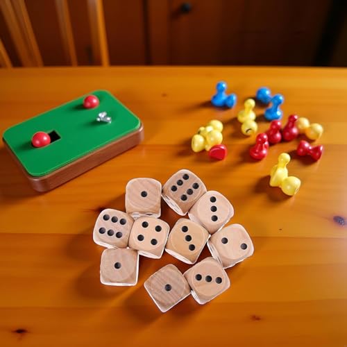 10Pcs Wooden D6 Dice Set, 20mm Round Corner, 6 Sided Gaming Dice for Adults Standard Game Dice