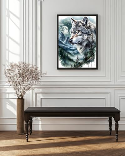 Animal Wolf Diamond Art Kits for Adults, Easy Crafts 5D Diamond Painting Dot Kit for Adult Beginners, Animals Wolf DIY Round Dots Full Drill Diamonds Paintings Arts for Home Wall Decor Gifts 12X16 In - color: C25