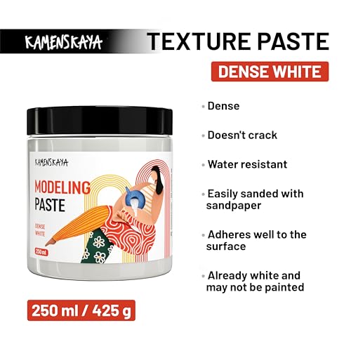 KAMENSKAYA Modeling Paste for Textured Art and Acrylic Painting (Texture Paste for Canvas) - Dense White, 8.45 fl oz (250 ml) - color: Dense White, size: 8.45 Fl Oz (Pack of 1)