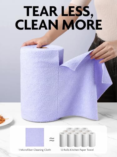 Fantasticlean Microfiber Cleaning Cloth Roll- 75 Sheets, 12"x12" (Lavender) - color: Lavender, size: 75 pack