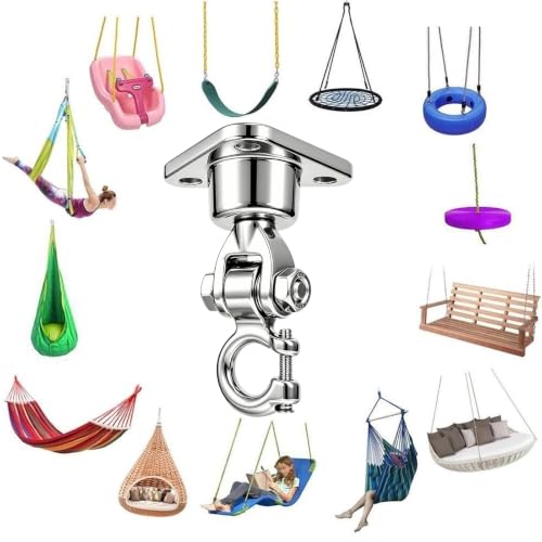 Heavy Duty Stainless Steel Swing Hanger with 360°+180°Rotation 1500LB Capacity,Triangular Fixation for Playground Hammock Chair,sandbag Porch Swing - style: 3-holes