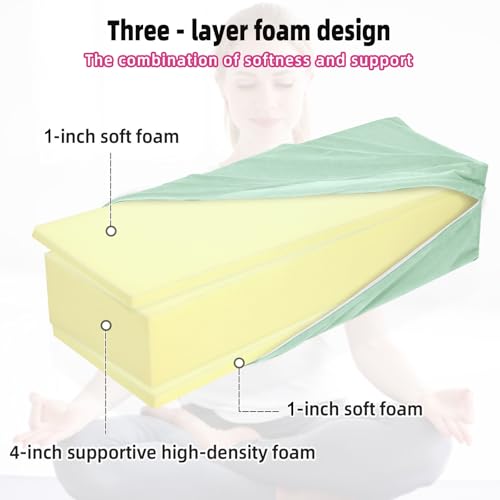 GOFORIT Yoga Bolster Pillow for Meditation and Support,Rectangular Meditation Pillow for Restorative Yoga,26.5"X9.5" X6" - color: Green