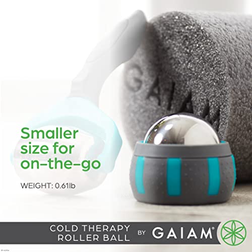 Gaiam Restore Rolling Massager, Cold Therapy (Cold) | Ergonomic Roller Ball | Targeted Muscle, Joint & Trigger-Point Recovery | Compact Size | Pre & Post-Workout Use