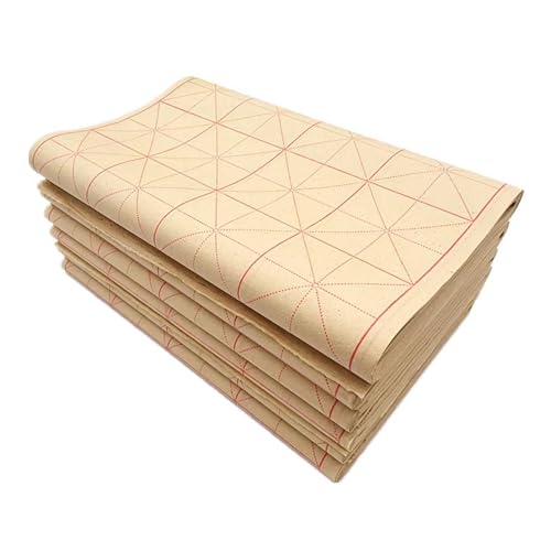 MEGREZ Grid Maobian Xuan Paper Half Raw Ripe Calligraphy Practice Sheets | ink control no heavy bleed, clear grid lines, Chinese kanji calligraphy practice, 29 x 38 cm, 9cm x 12 grids, 50 sheets - size: 9 cm x 12 Grids/ Sheet