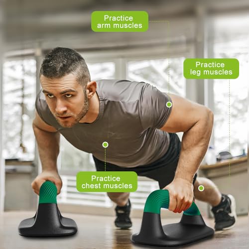 Kipika Push Up Bars, Pushup Stands, Anti-Slip Soft Plastic Push Up Handles, Bottom Anti-Slip Pad, Strength Training Equipment, Perfect for Floor Workout Exercise - color: E: Black & Green