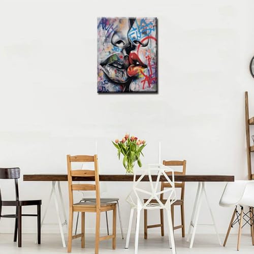 Tucocoo Couple Kissing Graffiti DIY Oil Painting by Numbers for Adults Wall Decor Gift 16''x20'' - color: 20 Styles Graffiti 03, size: 16''Wx20''H(DIY frame)