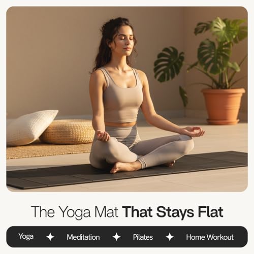 Folding Yoga Mat, TPE Folding Yoga Mat, Foldable Exercise Mat for Yoga, Pilates, Floor Workouts, Compact Design, Travel Friendly, Ideal for Home & Gym, Knee pad, Kneeling pad, No Roll Mat - color: Black