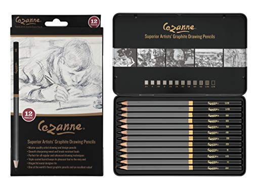 Cezanne Graphite Art Pencil Set w/ 8" Posing Manikin 13 Piece Set – Professional Quality for Sketching and Drawing Break Resistant Leads Triple Coated Barrel (H HB B 2B 3B 4B 5B 6B 8B 10B 12B)