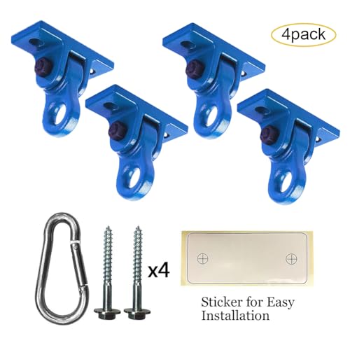 ABUSA Heavy Duty Blue Swing Hangers Screws Bolts Included Over 5000 lb Capacity Playground Porch Yoga Seat Trapeze Wooden Sets Indoor Outdoor (4 Pack) - color: 4 Packs Blue, size: 4 Pack