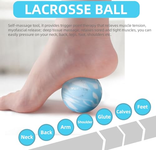 Massage Ball, Lacrosse Ball for Trigger Point Therapy | Deep Tissue, Myofascial Release, Sore Muscle Relief Massager for Neck, Shoulder, Back, Foot or Muscle Tension - Blue - color: Blue