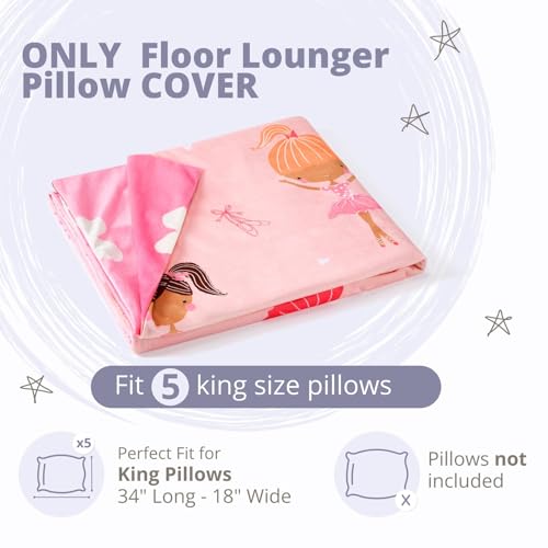 Butterfly Craze Floor Pillow Case - Lounge & Nap Cover for Floor Lounger Pillow - Adjustable Fit for Guest Bed & Sleeping Pad - Machine Washable for Sleep Mat & Travel Mattress - King, Mermaid Aqua - color: Mermaid Aqua, size: King