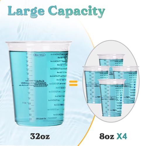 LET'S RESIN 32 oz Resin Mixing Cups, 45-Piece Kit with Gloves | Sturdy 1000 ml Disposable Cups Feature Two Measurement Scales and Include Protective Gloves for Resin and Paint Mixing - size: 1000ML