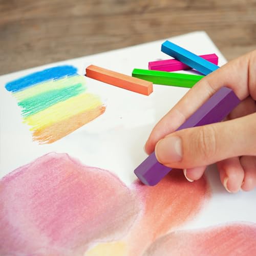 24 Pcs Compressed Charcoal Sticks, 24 Pcs Vibrant Colors Chalk Sticks for Drawing, Blending, and Shading