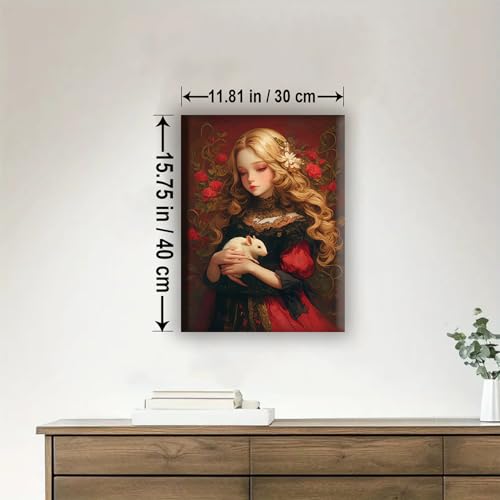 Aeontinity Doll and HER Rat Gothic Framed Canvas DIY Paint by Numbers Kit Bar Cafe Cave Home Room Wall Bathroom Porch Patio Decor Gift, 16 x 12 Inch - color: DOLL AND HER RAT