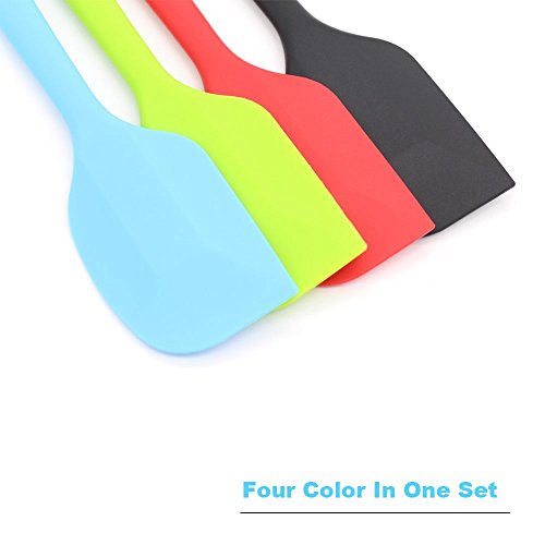 4-Piece Silicone Spatula Set with Stainless Steel Core, Small, Multicolor | Heat-resistant Rubber Spatulas for Jars, Spreading and Scraping, BPA-free Silicone, Dishwasher Safe, Nonstick Cookware - color: Green/Blue/Red/Black, size: Small