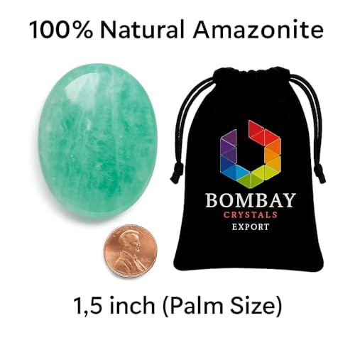 Natural Polished Thumb Palm Crystal for Meditation, Amazonite Worry Stone for Stress Relief, Anxiety Support & Pocket Reiki Healing - color: Amazonite