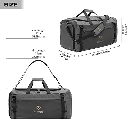 Large Sports Gym Bag, Travel Duffel bag with Wet Pocket & Shoes Compartment for men women, 65L, Lightweight - color: Gray, size: 65L