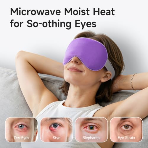Umisleep Heated Eye Mask, Microwavable Moist Heat, Warm Compress, Purple | Eye Heating Pad for Dry Eyes, MGD, Stye, Blepharitis and Chalazion, Weighted Eye Mask for Sinus Headache, Eye Warmer - color: Purple