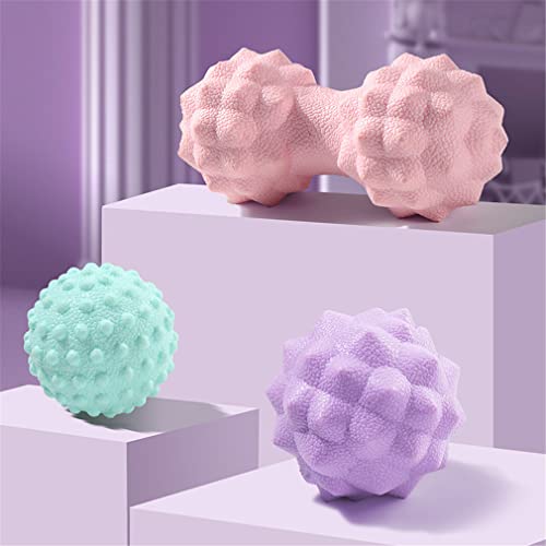 Massage Ball Set, Peanut Massage Ball Double Lacrosse Massage Roller Balls, Acupoint Myofascial Release Muscle Knot Ball, Deep Tissue Trigger Point Therapy Massage Tool for Back Neck Shoulder (Pink) - color: Pink
