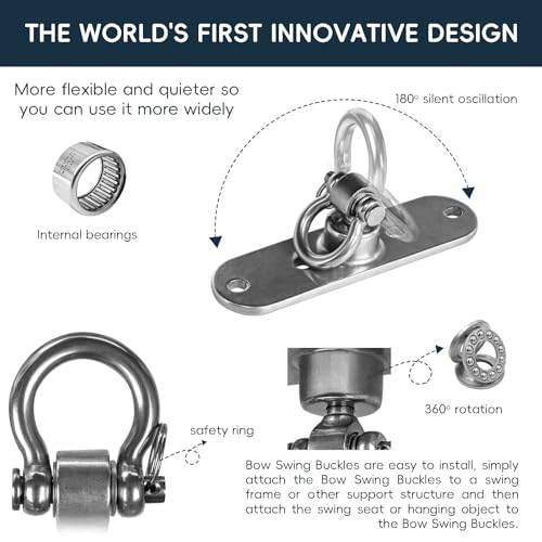 Heavy Duty Stainless Swing Hanger with Smooth Swing Bearings 180°+360°, 1500 lb Capacity for Indoor Outdoor Playground Yoga Hammock Chair Sandbag Porch Swing Bag - size: size1