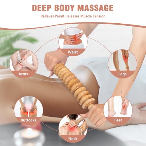 KintKita Wood Therapy Massage Tools 3 in 1,Wooden Lymphatic Drainage Massager, Body Sculpting Tools Cellulite Massager for Maderoterapia, Body Contouring, Relief Muscle, Anti-Cellulite