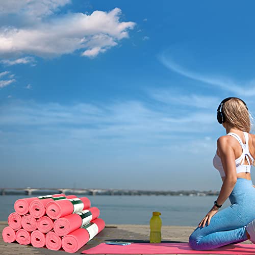 Amylove 12 Pieces Yoga Mats Bulk 68x24x0.12 Inch Exercise Non Slip Fitness Workout Mats for Women Men Home Workout Gym Yoga - color: Pink