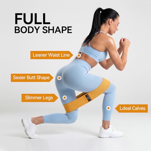 Renoj Resistance Bands for Working Out: 3-Set Professional Exercise Bands for Pilates, Yoga, Home Gym, Booty, Leg Training | Heavy/Medium/Light Fabric Loops for Women Men - color: Green