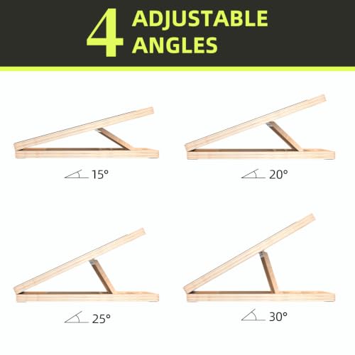 Reinforced Wood Slant Board, Adjustable Calf Stretcher with 15-30° Incline for Plantar Fasciitis Relief, Achilles Tendon Stretch, and Home Exercise Mobility,250LBS Capacity (Standard Version(15°–30°))