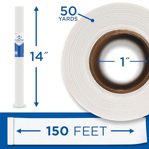 Alvin, Lightweight Tracing Paper Roll, White, Suitable with Ink, Charcoal, Felt Tip Pen, for Sketching or Detailing - 14 inches x 50 yards,1-inch Core - color: White - 50 Yards, size: 14"
