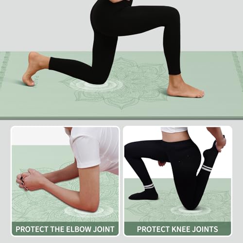 PAIDU Large Yoga Mat 72"x36"x10mm Non-Slip Exercise Mat for Home Gym Studio - color: Green