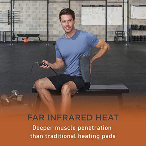 Pure Enrichment PureRelief Pro Far Infrared XL Heating Pad - Muscle Relief for Back, Neck, Shoulder, & Knee Pain in Athletes, 4 Heat Settings, Dry/Moist Heat, 12” x 24” Extra-Long Size (Iron Gray) - size: 12” x 24”