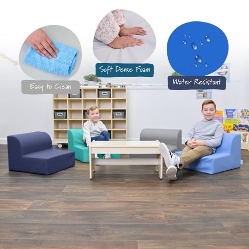 Children's Factory Flexible Seating Classroom Set, Tranquility | Easy to Clean Water-Resistant Vegan Leather Kids Chair, High Density Foam Toddler Chair for Preschool, Daycare, or Playrooms - color: Tranquility