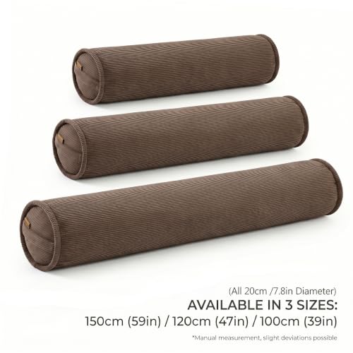 Corduroy Body Pillow for Side Sleepers, Cozy Cylinder Bolster Pillow for Bed & Sofa, Soft Hugging Support Pillow for Sleeping & Lounging, 39 x 7.87 Inches, Chocolate - color: Chocolate, size: 39"x7.87"
