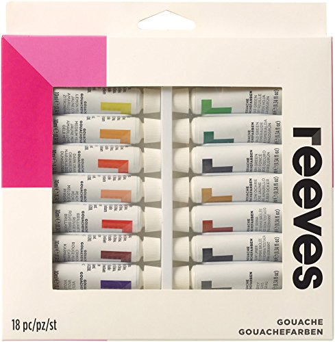 Reeves 18-Pack Gouache Color Tube Set, 10ml - size: 18 Tubes, style: Gouache Colour