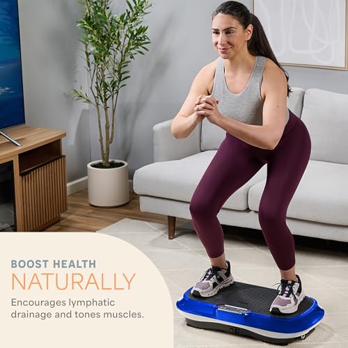 Lifepro Waver Vibration Plate Exercise Machine with 99 Speeds & 10 Presets | Resistance Bands, Non-Slip Surface, 330 lbs Capacity — Vibration Plate for Lymphatic Drainage, Body Toning, Full-Body Workout - color: Blue