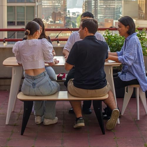 HOEK Multipurpose Bench - Birch with Black Legs, FSC-Certified Plywood | One-Click No-Tools Assembly with Wall Storage Cleat - Scratch-Resistant Waterproof Surface for Everyday Use