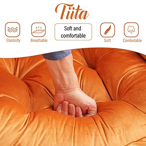 Tiita Lazy Chair with Ottoman, Comfy Reading Accent Chair, Velvet Orange - color: Orange