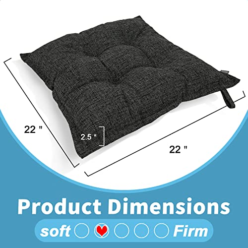 SINSOSSO Large Floor Pillow 22", Thickened Bite-Size Memory Foam Square Non-Slip Cushion for Office Back Support/Indoor Yoga/Chair Seat, Fashionable Color-Blocked Fabric & Washable, Black, 1 PCS - color: Black-gray