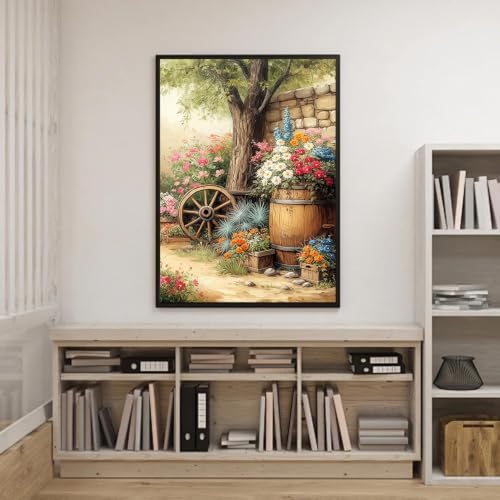 Wall Art Flower Diamond Art Kits for Adults, Diamond Art 12X16 Inch | Easy 5D Diamond Art Kits, Round Dots Full Drill, DIY Diamond Painting Kit for Adult Beginners, Home Wall Decor Gifts - color: Country 16