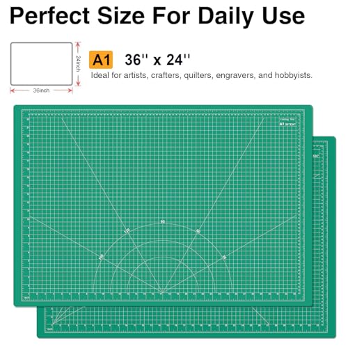 DIYSELF 36in×24in Cutting Mat, A1 Self Healing Craft Mat for Sewing | A1 Green Cutting Mat for Large Fabric, Quilting and Craft Projects, 5-Ply Double-Sided Cutting Mat for Paper Crafts and DIY - color: Green, size: 36"L x 24"W