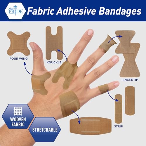 MED PRIDE Fabric Adhesive Bandages,Hypoallergenic,Latex-Free,2x4.5 in,50-Ct - size: 2” x 4.5'' - 50 Count