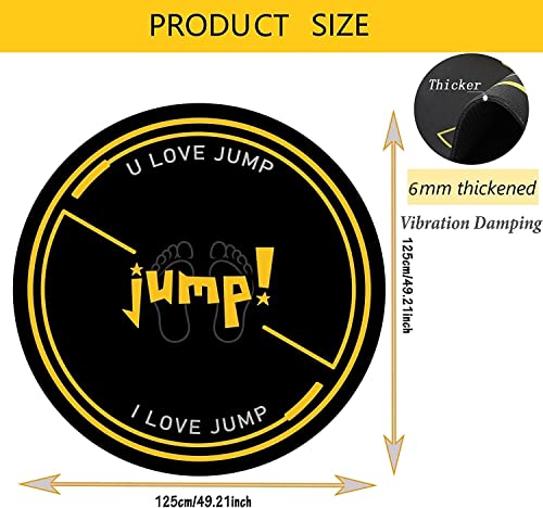 Nisorpa Jump Rope Mat 49'' Round Non-Slip Pad 1/4'' Thick Durable Workout Shock Absorbing for Skipping, Cardio, Cross Exercise, Gym - Black and Yellow