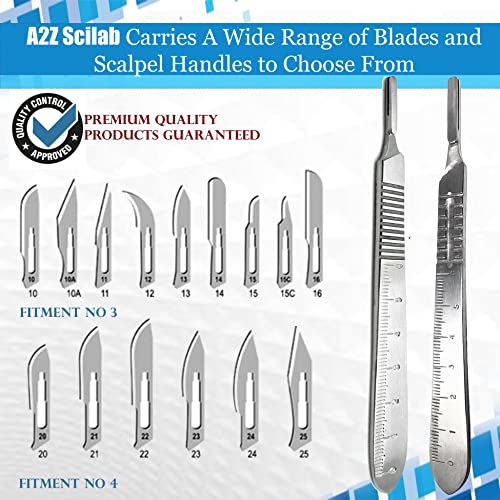 A2Z Precision Hobby Knife with Spare Blades #10 for Art,Scrapbooking,Stencil Cutting, Carving,Model Making | Phone PC Drone Repair Kit, Carbon-Steel Blades+Metal Handle #3 & Blade remover - Box of 100