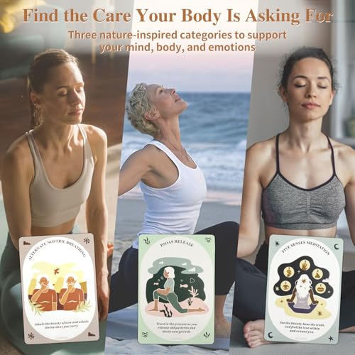 Somatic Therapy Exercise Cards for Women-60 Mindfulness Cards for Stress Reduction and Emotional Balance– Unique Motivational Gift for Yoga Instructors, Teachers & Yoga (somatic Therapy Cards)