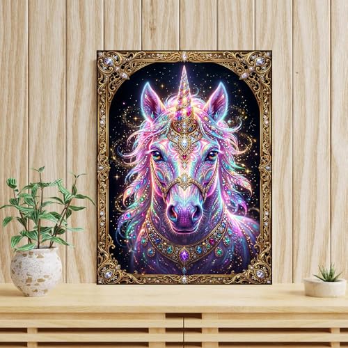 mrpwnle Diamond Art Kits for Adults, Unicorn Diamond Painting | Unicorn Diamond Art Painting Kits for Adults Beginners, 5D Full Round Drill Diamond Dots Kit Home Decor Gifts 12X16 Inch - color: Unicorn, size: 11.8x15.7in(30x40cm)