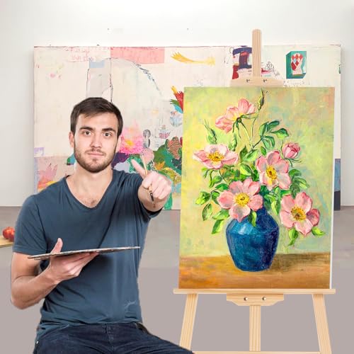Falling in Art Adjustable Wooden Easel Stand for Painting&Display, Natural | Folding Art Easel for Display, Drawing, Wedding Sign and Poster, Suitable for Kids and Adults, Holds Up to 42" - style: Natural -1 Pack