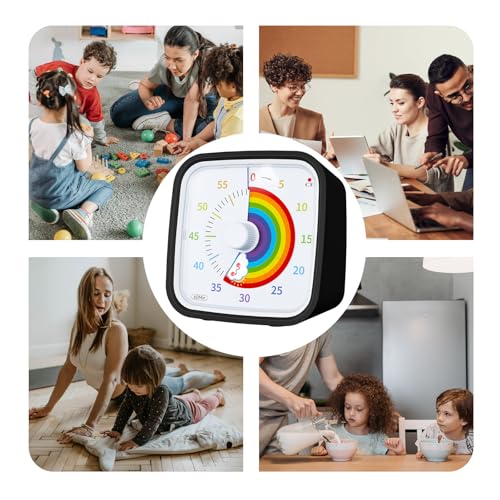 Yunbaoit Rainbow Visual Timer for Kids, 60-min Countdown Timer, Black - color: Black Rainbow