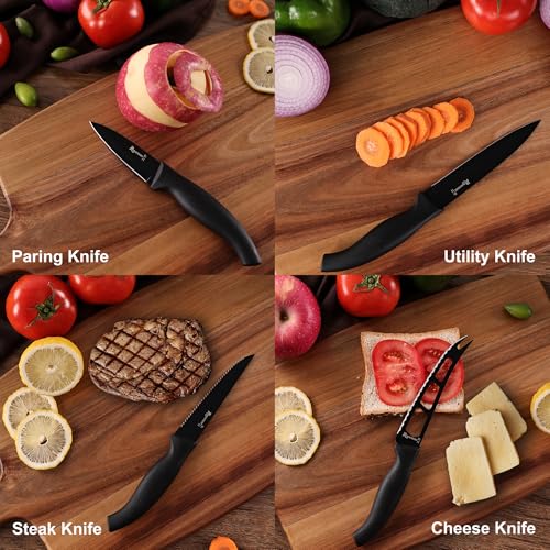 ROMANTICIST Kitchen Knife Sets, 10PCS High Carbon Stainless Steel Knife Sets with Block, Black Knife Block Set, Knives Set for Kitchen with Anti-slip Handle, Exquisite Knives Set New Home Essentials - color: Silver square knife block
